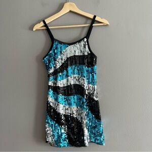 Weissman Dance Costume Skate Dress Jazz Tap Ballet 5030 Adult Sz M Sequin Stripe